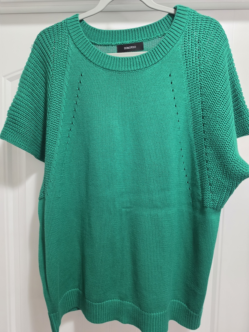 Dokotoo Green Short-Sleeve Crewneck Knit Sweater